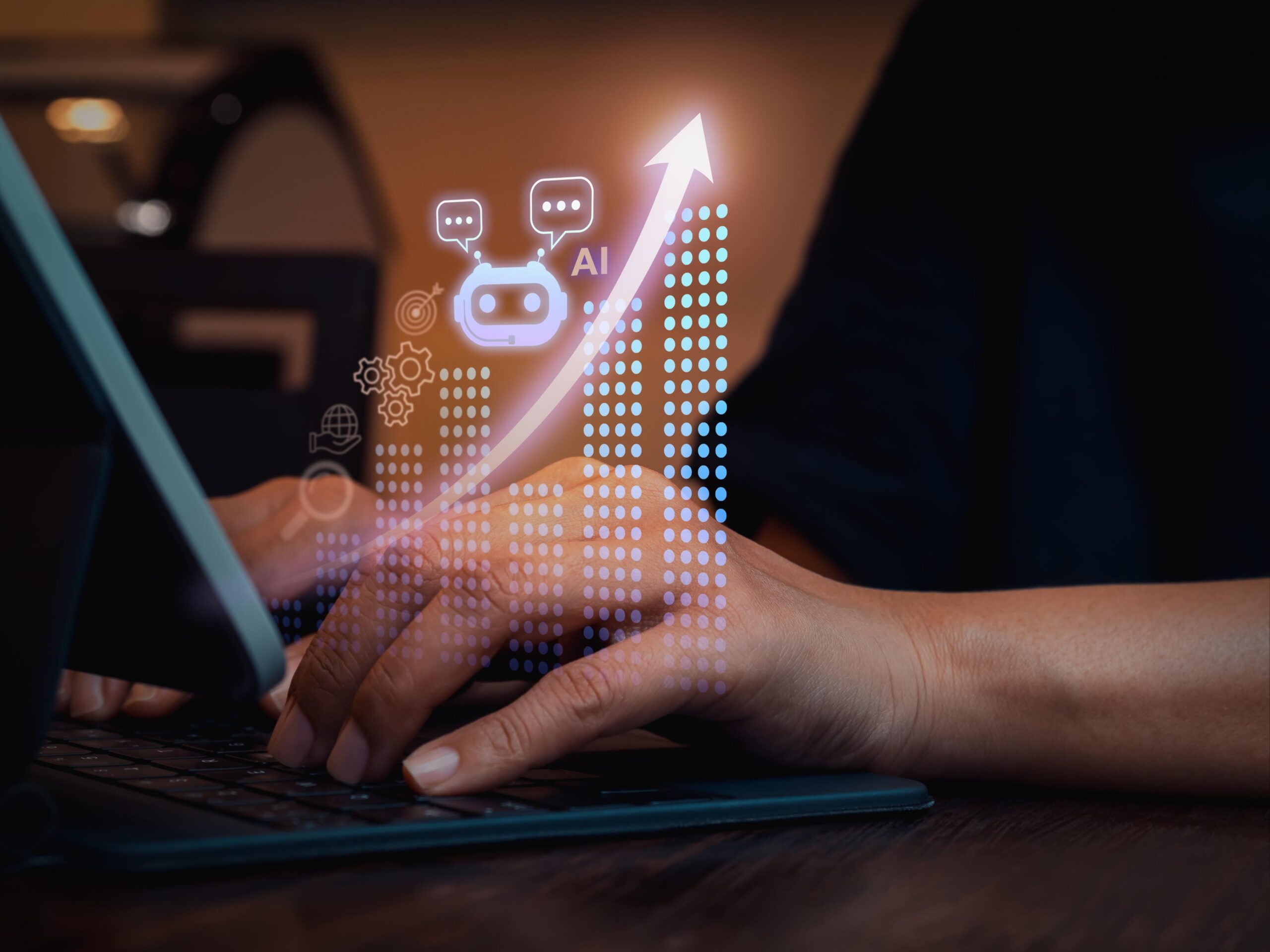 Digital marketing strategy with AI concept. Artificial intellige